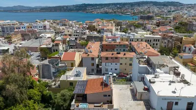 an aerial view of a city with buildings at Aretousa Studio in Chania Town